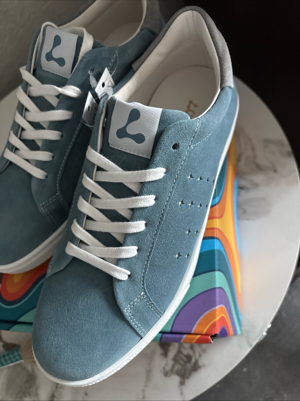 Women's Suede Lace-Up Sneakers in Teal size 8.5